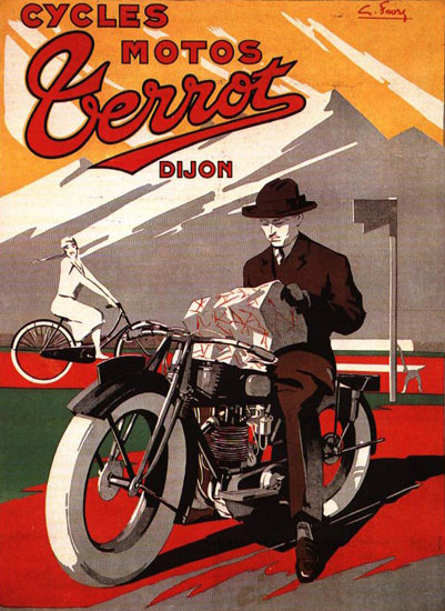 Terrot Cie Dijon Cycles Motos Dijon 1925 G Favre | Vintage Travel Posters 1891-1970