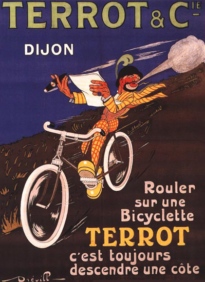 Terrot Cie Dijon Rouler Sur Une Bicyclette 1913 | Vintage Travel Posters 1891-1970