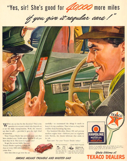 Texaco 40000 Miles More 1944 | Vintage Ad and Cover Art 1891-1970