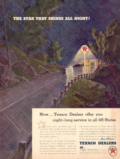 Texaco The Star That Shines All Night 1941 | Vintage Ad and Cover Art 1891-1970