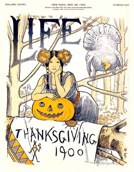 Thanksgiving Life Humor Magazine 1900-11-29 Copyright | Life Magazine Graphic Art Covers 1891-1936