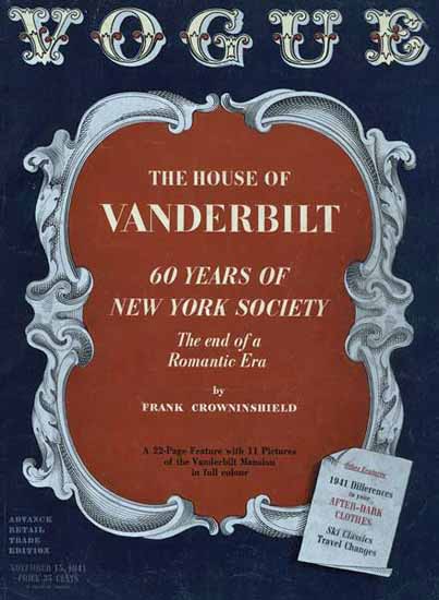 The House of Vanderbilt Vogue Magazine 1941-11-15 Copyright | Vogue Magazine Graphic Art Covers 1902-1958