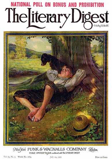 The Literary Digest Boy Daydreaming 1922 Norman Rockwell | 400 Norman Rockwell Magazine Covers 1913-1963