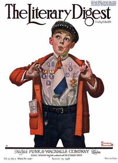 The Literary Digest Boy Showing Badges 1918 Norman Rockwell | 400 Norman Rockwell Magazine Covers 1913-1963