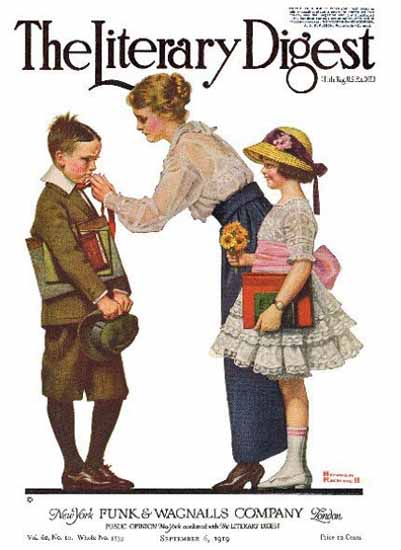 The Literary Digest Sending Children 1919 Norman Rockwell | 400 Norman Rockwell Magazine Covers 1913-1963