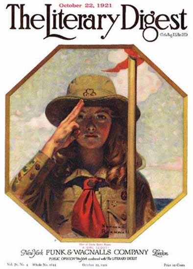 The Literary Digest Uncle Sams Girl Scout 1921 Norman Rockwell | 400 Norman Rockwell Magazine Covers 1913-1963