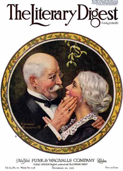 The Literary Digest Under the Mistletoe 1919 Norman Rockwell | 400 Norman Rockwell Magazine Covers 1913-1963