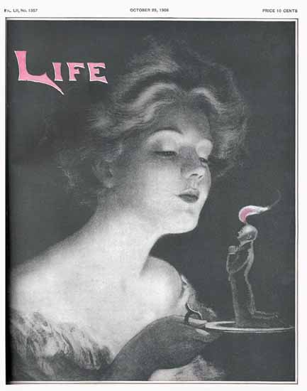 The Spirit of Flame Life Humor Magazine 1908-10-29 Copyright | Life Magazine Graphic Art Covers 1891-1936