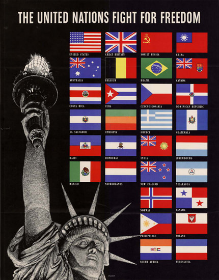 The United Nations Fight For Freedom Libety | Vintage War Propaganda Posters 1891-1970