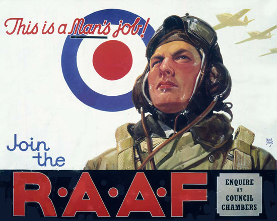 This Is A Mans Job Join The RAAF | Vintage War Propaganda Posters 1891-1970