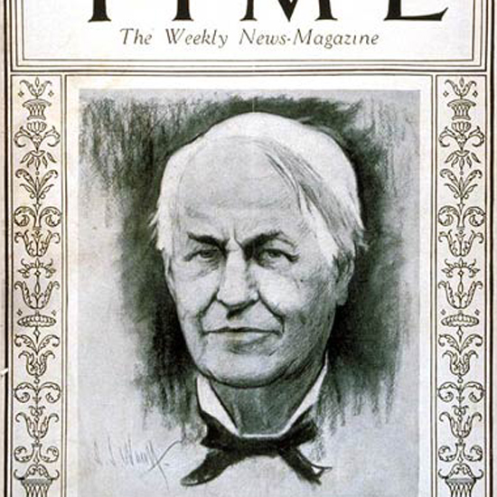 Thomas A Edison Time Magazine 1925-05 crop | Best of Vintage Cover Art 1900-1970