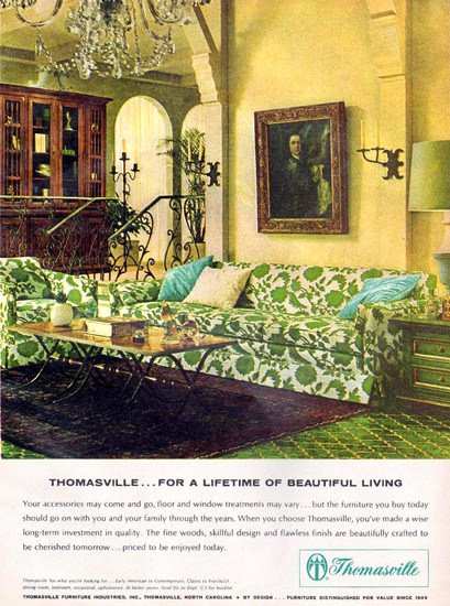 Thomasville Couch 1965 | Vintage Ad and Cover Art 1891-1970