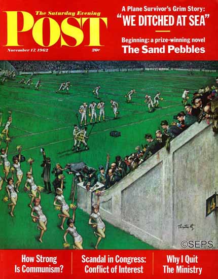 Thornton Utz Saturday Evening Post Baton Twirlers Leave 1962_11_17 | The Saturday Evening Post Graphic Art Covers 1931-1969