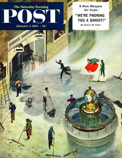 Thornton Utz Saturday Evening Post Last Train Home 1954_01_02 | The Saturday Evening Post Graphic Art Covers 1931-1969