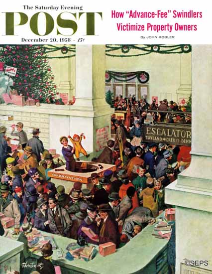 Thornton Utz Saturday Evening Post Lost Child Department 1958_12_20 | The Saturday Evening Post Graphic Art Covers 1931-1969