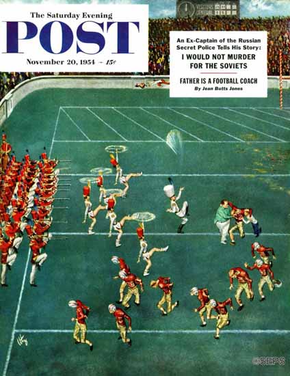 Thornton Utz Saturday Evening Post Marching Band Halftime 1954_11_20 | The Saturday Evening Post Graphic Art Covers 1931-1969