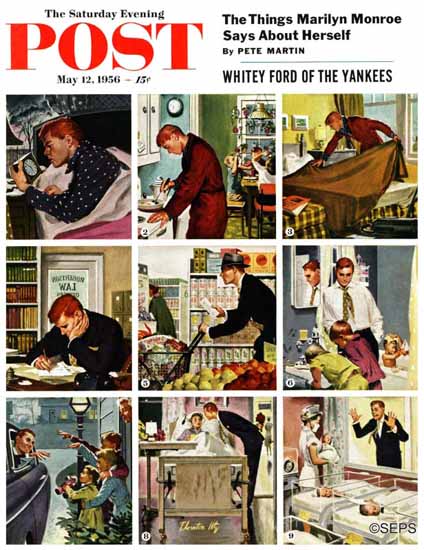 Thornton Utz Saturday Evening Post Mister Mom 1956_05_12 | The Saturday Evening Post Graphic Art Covers 1931-1969