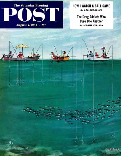 Thornton Utz Saturday Evening Post School of Fish 1954_08_07 | The Saturday Evening Post Graphic Art Covers 1931-1969