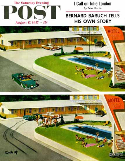 Thornton Utz Saturday Evening Post Where the Girls Are 1957_08_17 | The Saturday Evening Post Graphic Art Covers 1931-1969