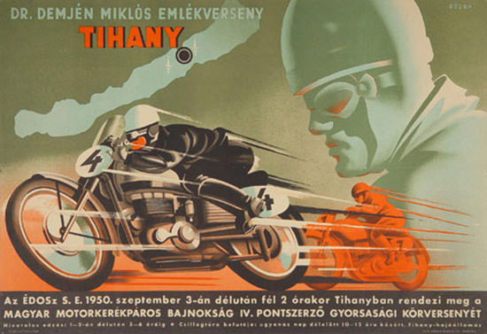 Tihany Motorcycle Race 1950 | Vintage Ad and Cover Art 1891-1970