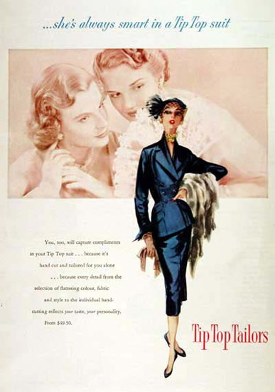 Tip Top Tailors Fashion 1951 Always Smaer | Sex Appeal Vintage Ads and Covers 1891-1970