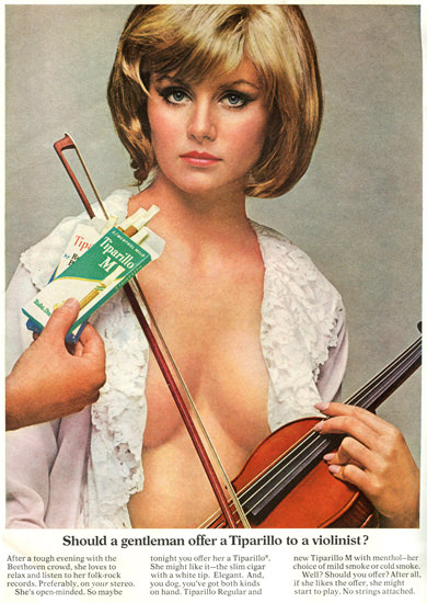 Tiparillo Gentleman Offer To A Violinist 1967 | Sex Appeal Vintage Ads and Covers 1891-1970