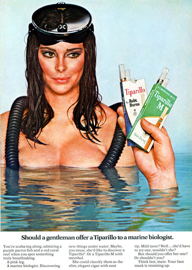 Tiparillo Offer To A Marine Biologist 1968 | Sex Appeal Vintage Ads and Covers 1891-1970