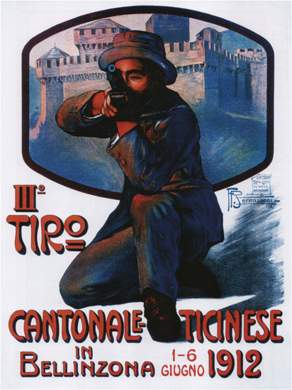 Tir Cantonale Ticinese Bellinzona 1912 Svizzera | Vintage Ad and Cover Art 1891-1970