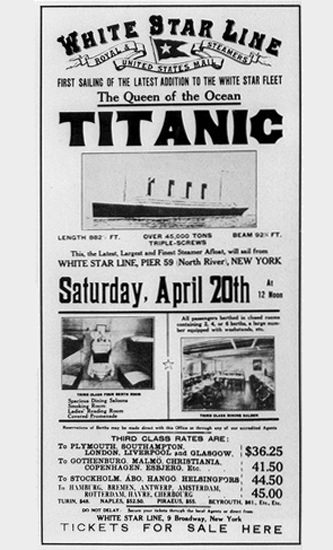 Titanic Queen Of Ocean White Star Line 1912 | Vintage Ad and Cover Art 1891-1970