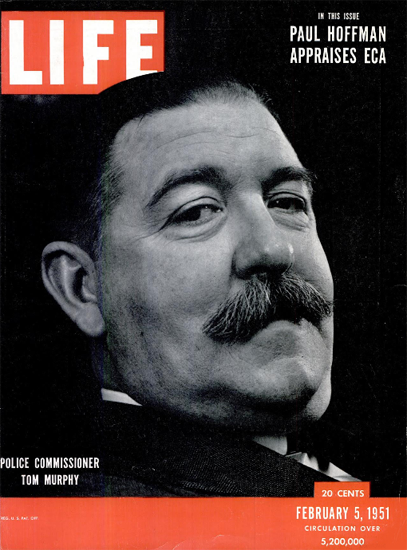 Tom Murphy Police Commissioner 5 Feb 1951 Copyright Life Magazine | Life Magazine BW Photo Covers 1936-1970