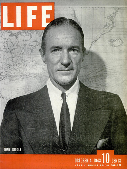 Tony Biddle 4 Oct 1943 Copyright Life Magazine | Life Magazine BW Photo Covers 1936-1970