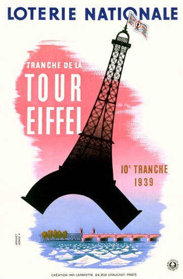 Tour Eiffel Loterie Nationale Paris 1939 Eiffel | Vintage Ad and Cover Art 1891-1970