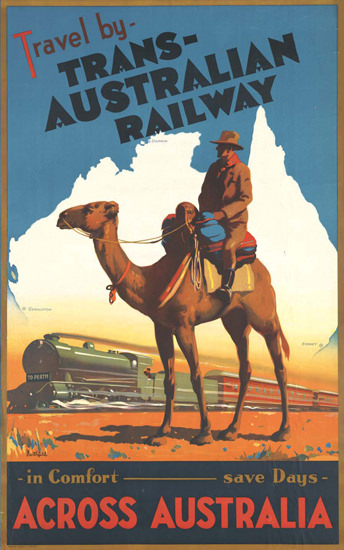 Trans-Australia Railway 1930 Accross Australia | Vintage Travel Posters 1891-1970