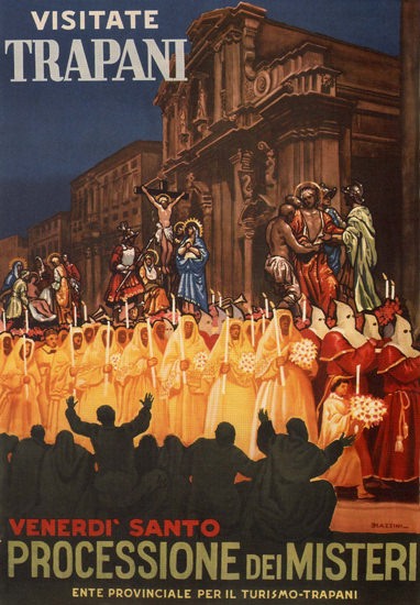 Trapani Processione Dei Misteri Procession Italia | Vintage Travel Posters 1891-1970