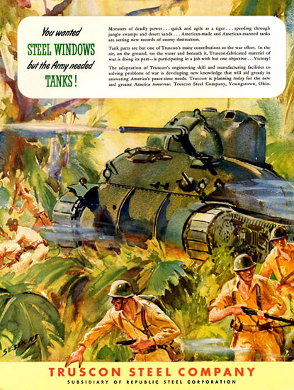 Truscon Steel Co But Army Needed Tanks 1942 | Vintage War Propaganda Posters 1891-1970