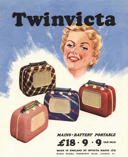 Twinvicta Radio Mains-Battery Portable England | Vintage Ad and Cover Art 1891-1970