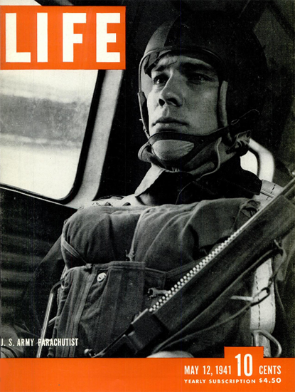 US Army Parachutist 12 May 1941 Copyright Life Magazine | Life Magazine BW Photo Covers 1936-1970