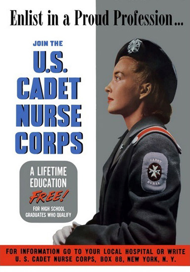 US Cadet Nurse Corps A Lifetime Education Free | Vintage War Propaganda Posters 1891-1970