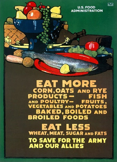 US Food Administration Ration Diet Eat More | Vintage War Propaganda Posters 1891-1970