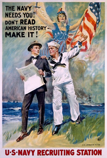 US Navy Recruiting Station Flag The Navy Needs | Vintage War Propaganda Posters 1891-1970