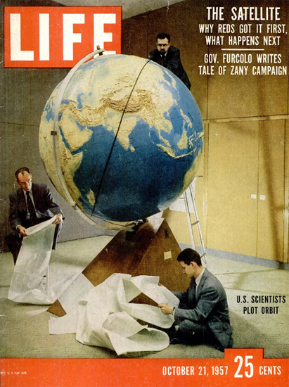 US Scientists plot Orbit 21 Oct 1957 Copyright Life Magazine | Life Magazine Color Photo Covers 1937-1970