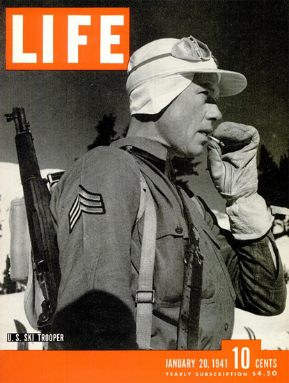 US Ski Trooper 20 Jan 1941 Copyright Life Magazine | Life Magazine BW Photo Covers 1936-1970