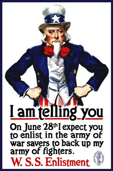 Uncle Sam I Am Telling WSSS Enlistment | Vintage War Propaganda Posters 1891-1970