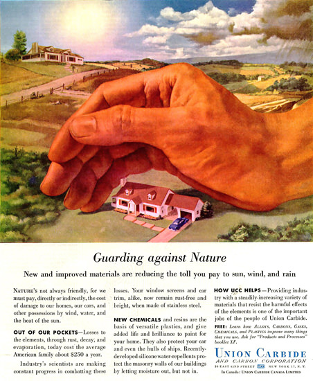 Union Carbide Guarding Against Nature | Vintage Ad and Cover Art 1891-1970