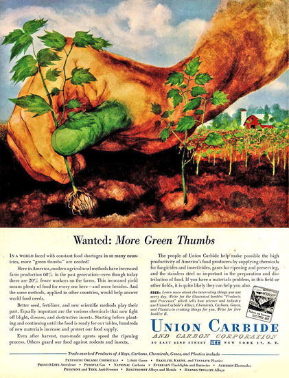 Union Carbide More Green Thumbs | Vintage Ad and Cover Art 1891-1970