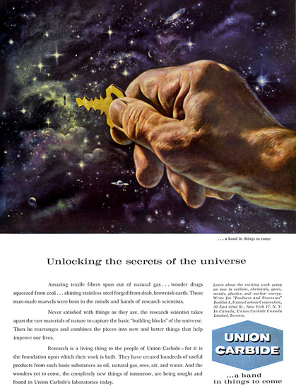 Union Carbide Unlocking Secrets Of The Universe | Vintage Ad and Cover Art 1891-1970