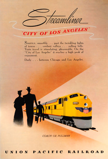 Union Pacific Streamliner City Of Los Angeles | Vintage Travel Posters 1891-1970