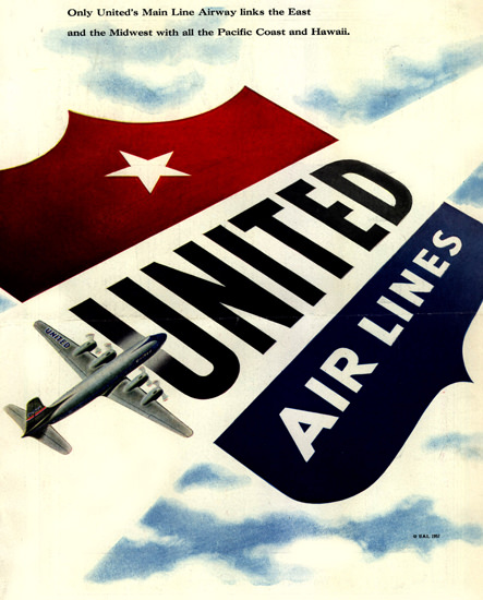 United Air Lines 1952 Pacific Coast And Hawaii | Vintage Travel Posters 1891-1970