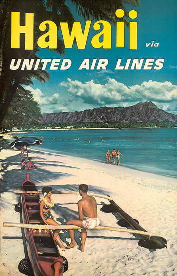 United Air Lines Hawaii Beach | Vintage Travel Posters 1891-1970