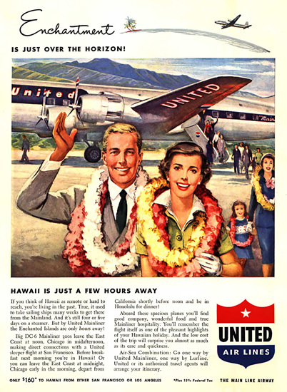 United Air Lines Hawaii Is Just A Few Hours Away | Vintage Travel Posters 1891-1970